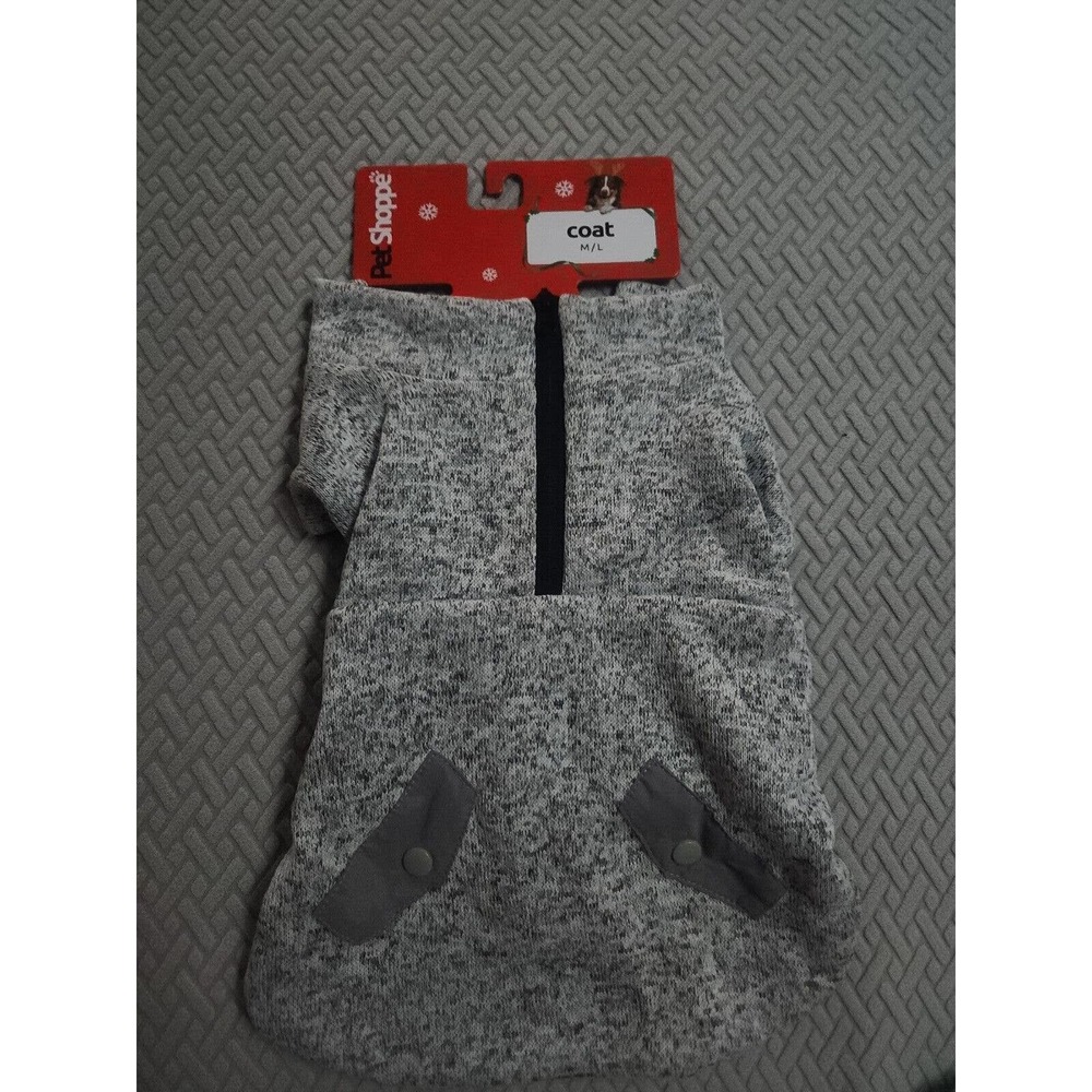 Pet Shoppe dog puppy winter coat size MEDIUM LARGE gray‎ and black 20-35lbsok